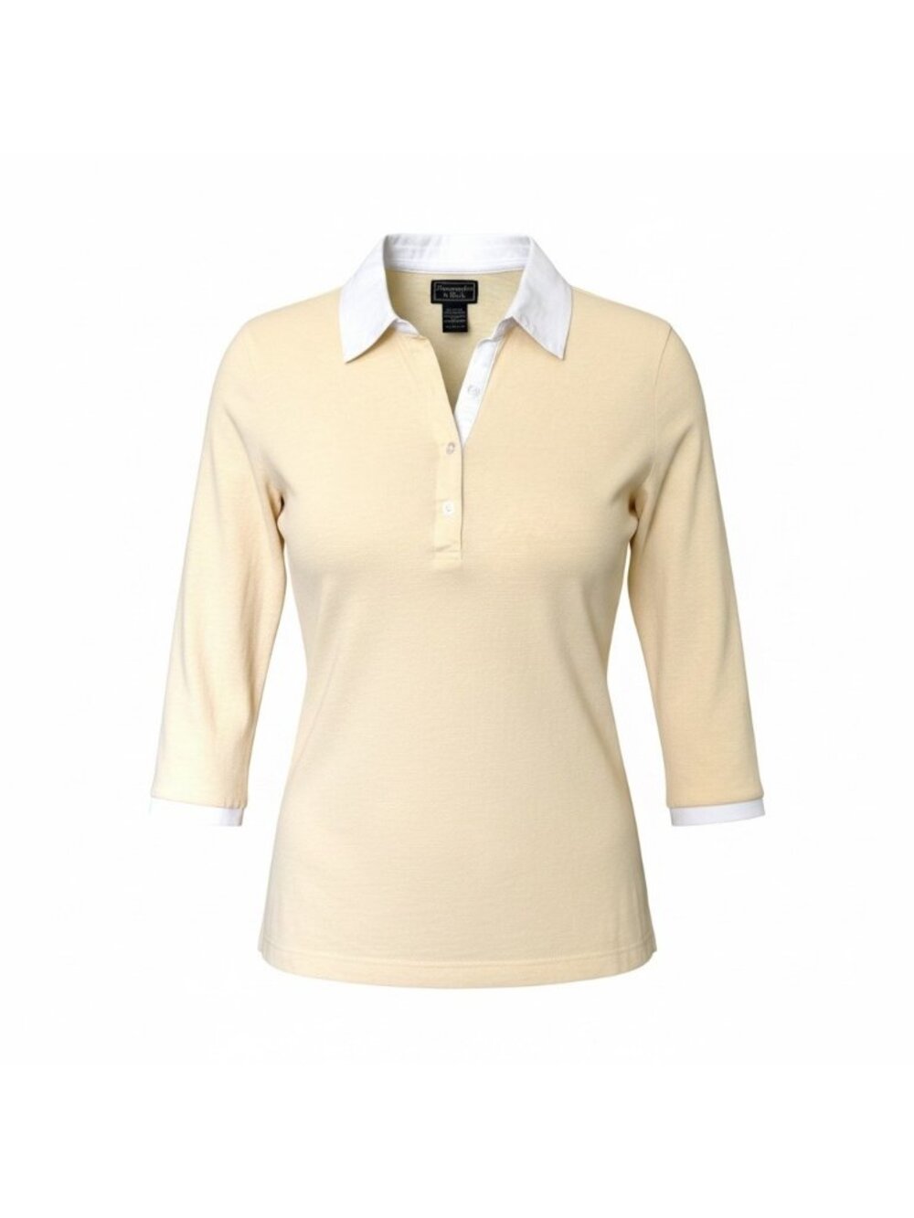 Abercrombie & Fitch Women’s Size L Polo Shirt Yellow Cotton Long Sleeves Y2K - Picture 1 of 11